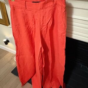 Banana Republic Coral Linen Wide-Leg Pants